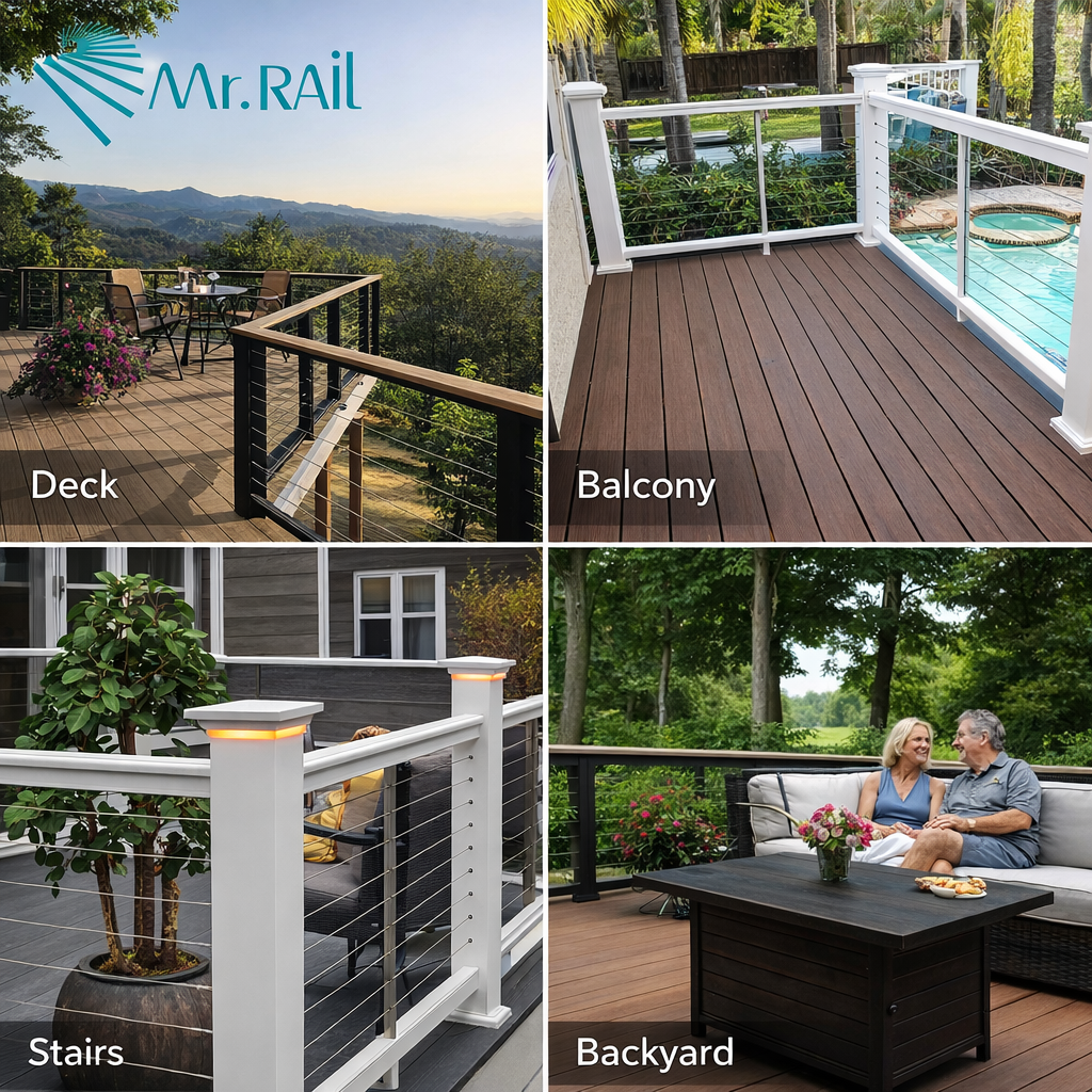 Stainless Steel Cable Railing for the Open Black Deck