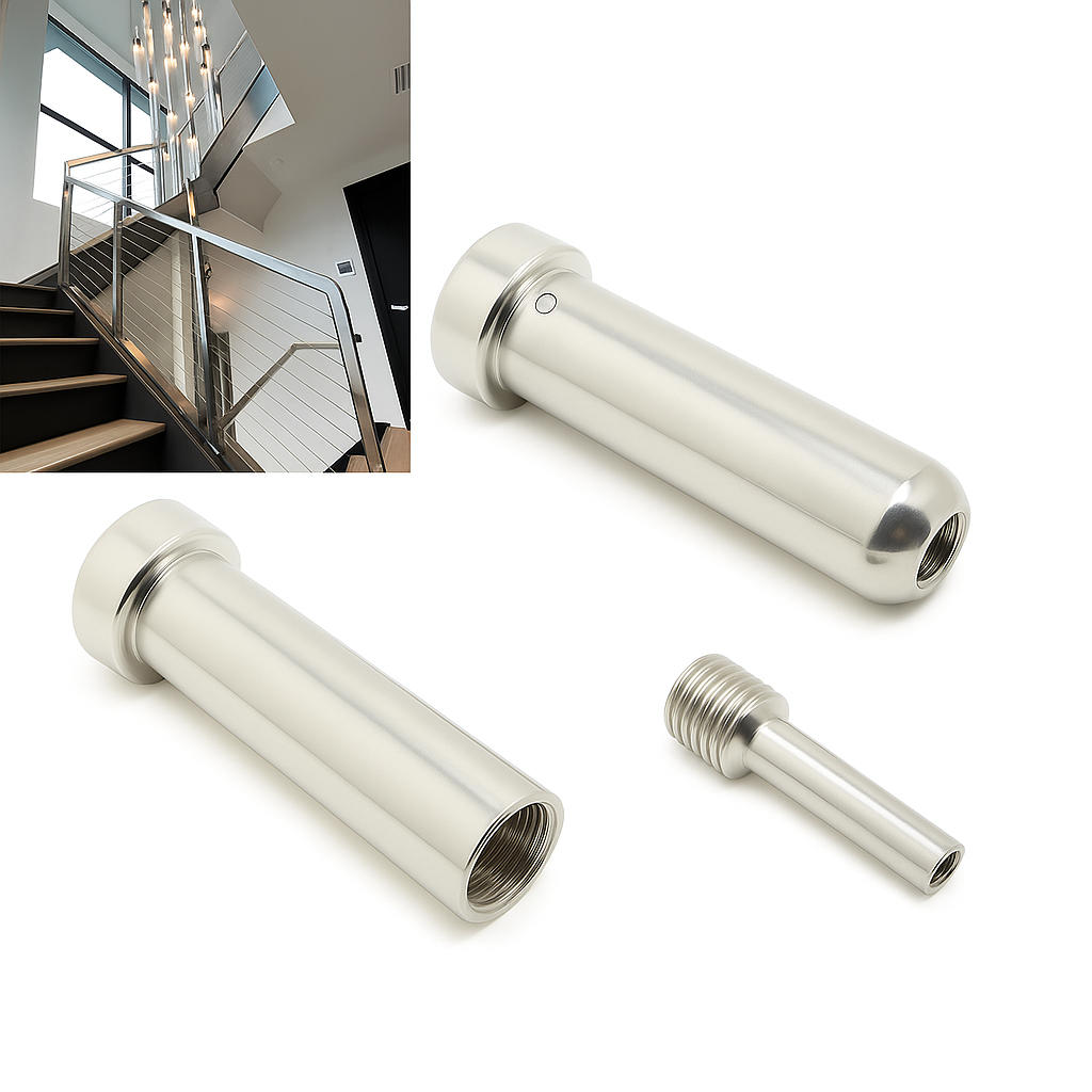 MR.RAIL 316L Stainless Steel Cable Railing Tensioner Sleeve Kit, Crimping Tool Required, Replacement Hardware for Cable Rail Systems, Clean Finished Look for Indoor Stair Railings.