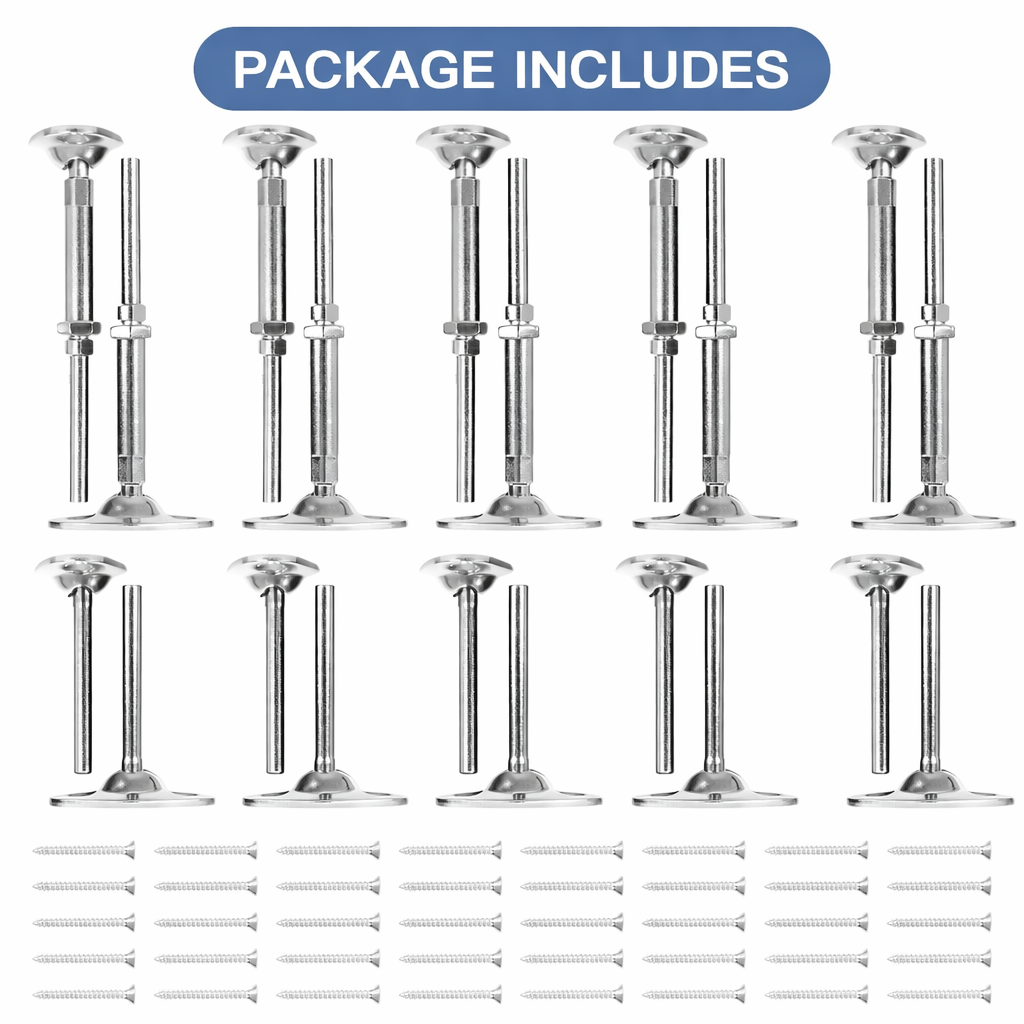 10-Pairs Stainless Steel Cable Railing Tensioner Connector Kit for Wood Posts