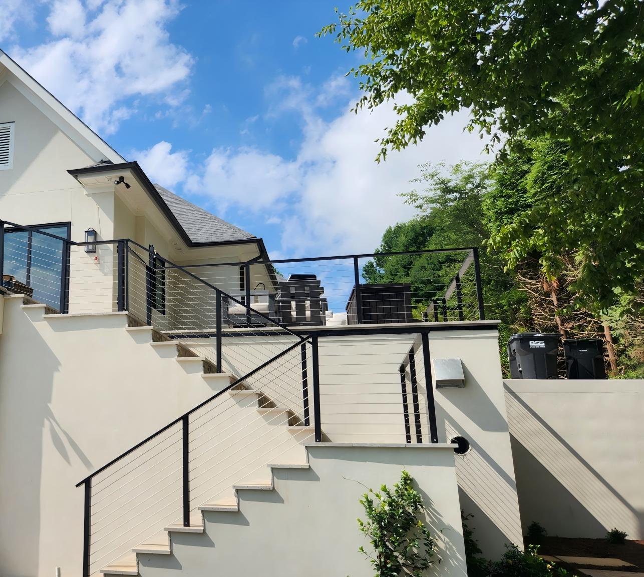 Bright Staircase with Cable Railing