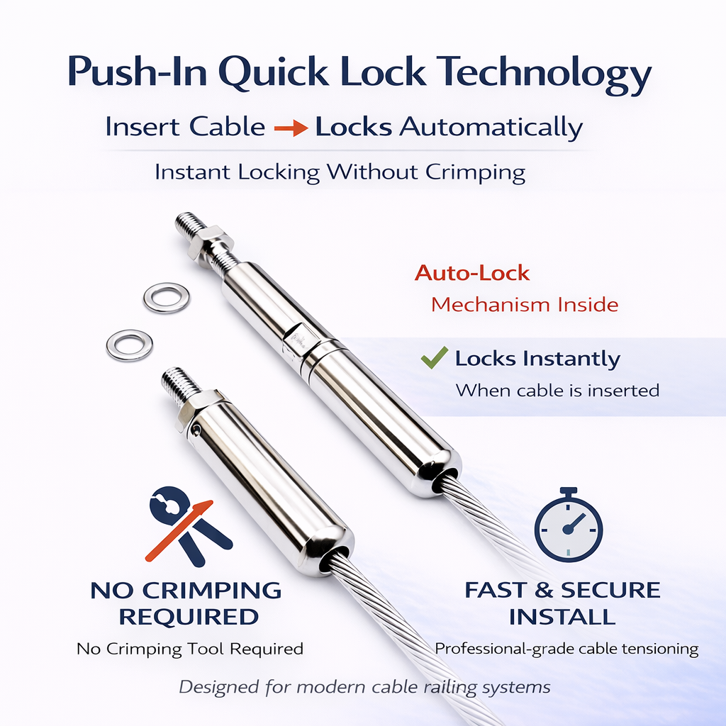 Quick Lock Push-In System – No Crimping Required