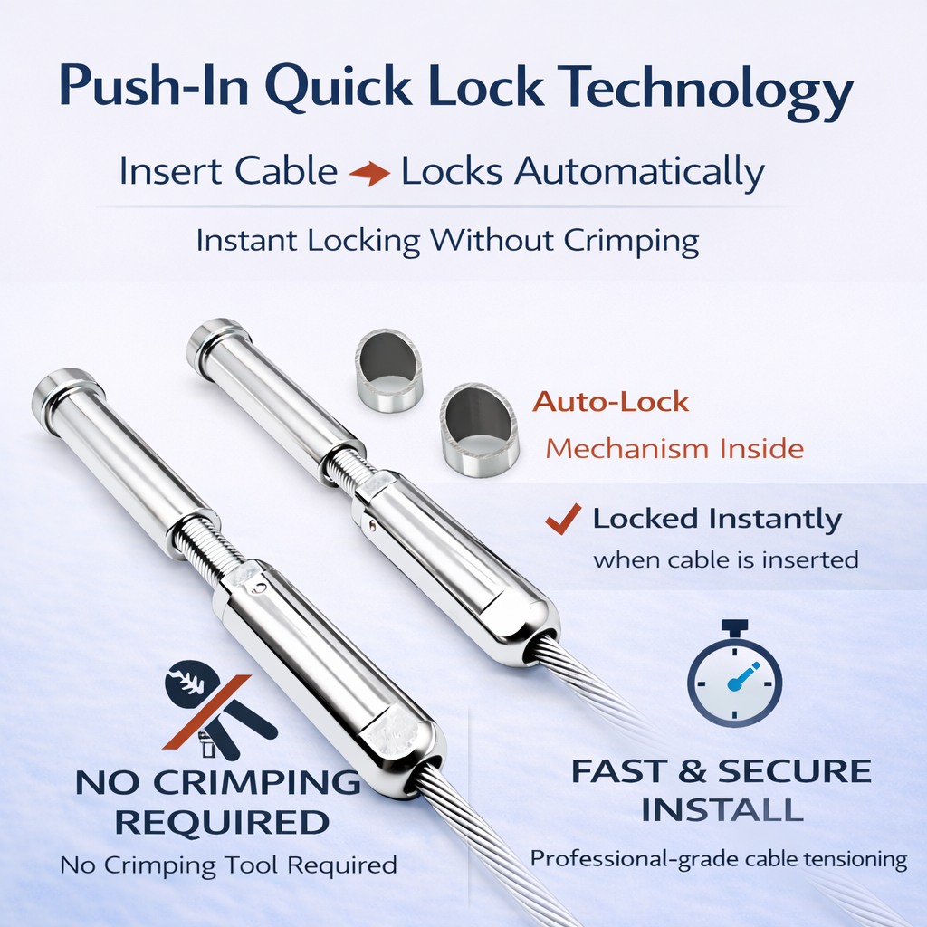Quick Lock Push-In Technology – No Crimp Tool Needed